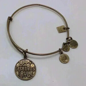 Alex and Ani Let Creativity Rule Goldtone Charm Bracelet adjustable Bangle